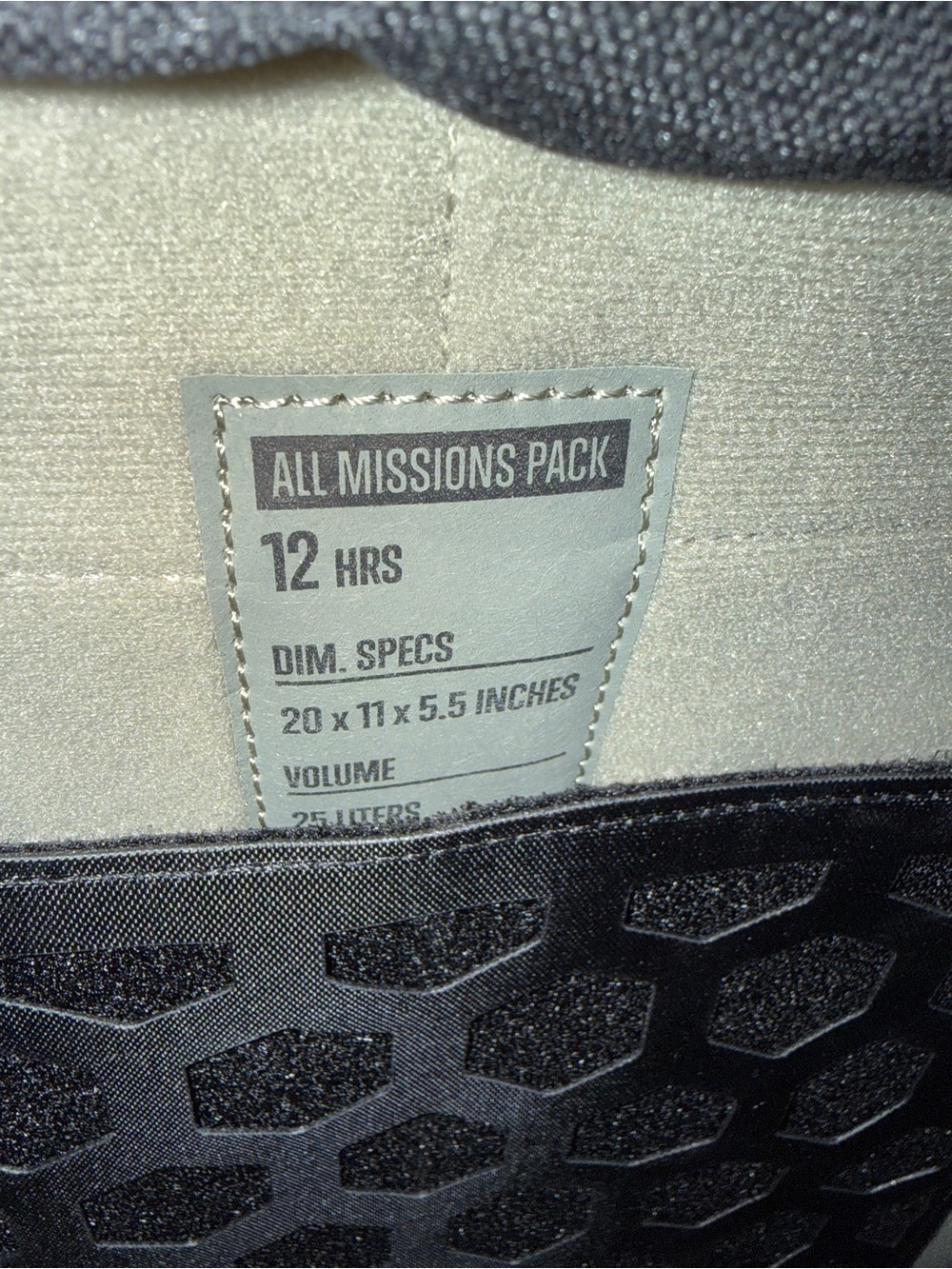 5.11 Tactical All Missions Pack 25L Black Backpack HEXGRID Laptop Travel Hiking - Picture 14 of 16